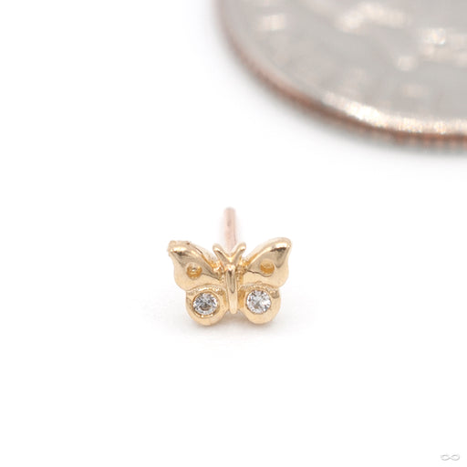 Mini Butterfly Press-fit End in Gold from Junipurr Jewelry in yellow gold with clear CZ