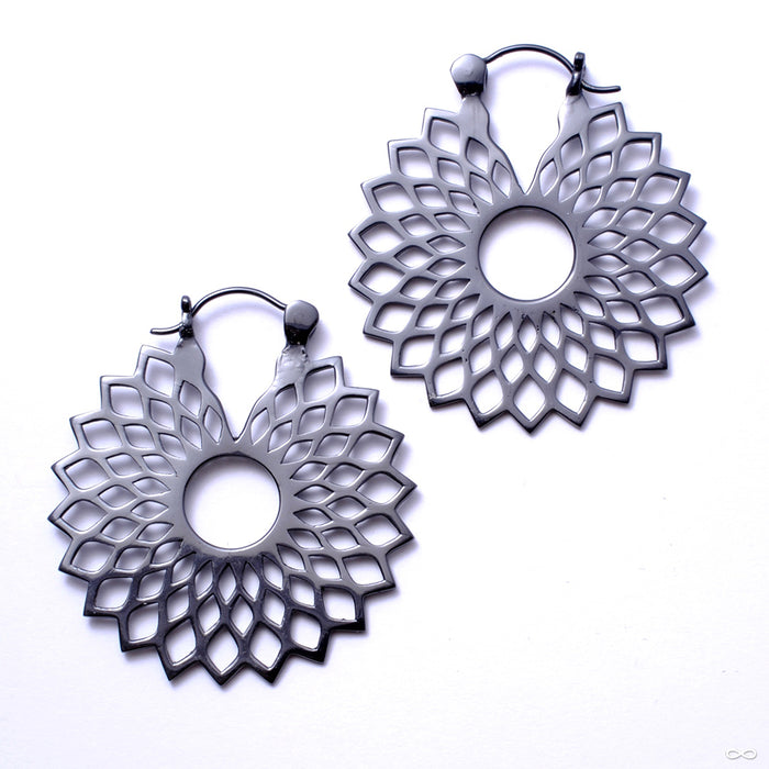 Mini Dahlia Earrings from Tawapa in Gun Metal