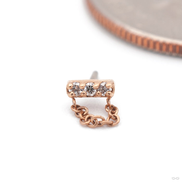 Mini Major with Chain Press-fit End in Gold from Pupil Hall in rose gold with diamonds