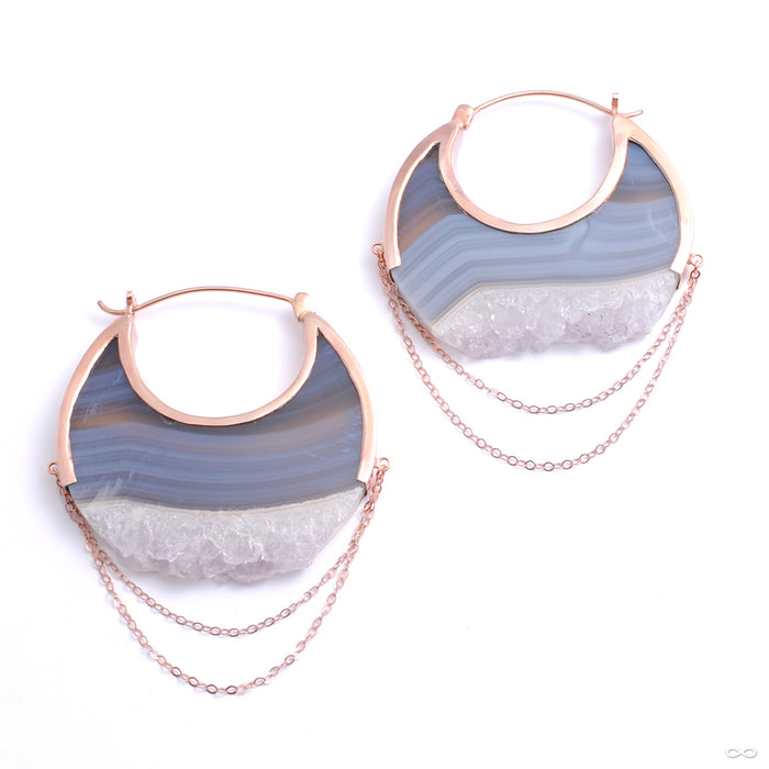 Moonstruck Earrings in Rose Gold with Banded Fluorite from Buddha Jewelry