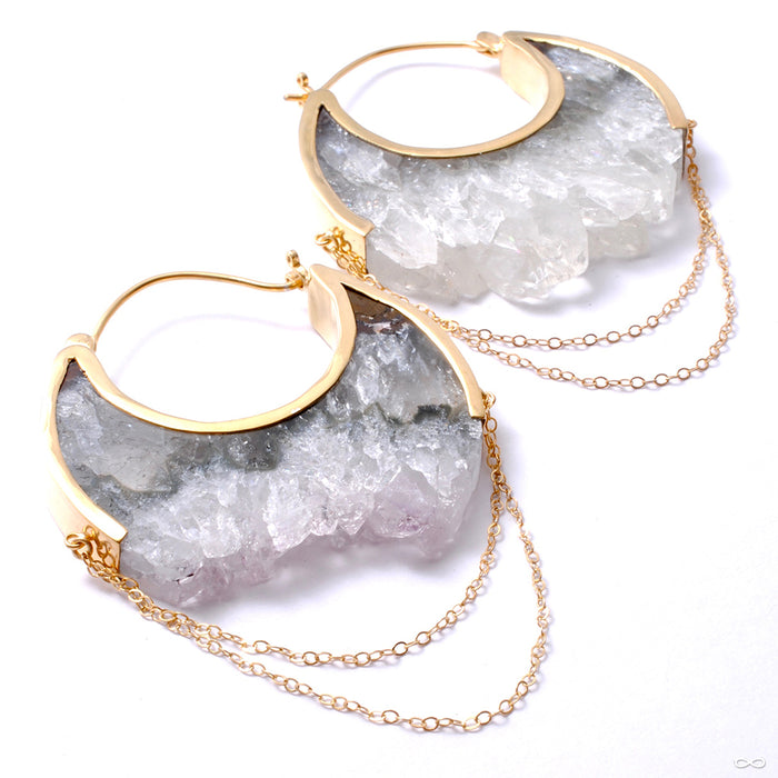 Moonstruck Earrings in Yellow Gold with Fluorite from Buddha Jewelry