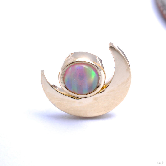 Moon with Gemstone Press-fit End in Gold from Anatometal with Light Pink Opal