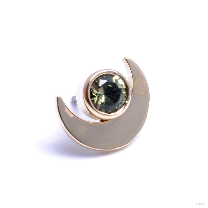 Moon with Gemstone Press-fit End in Gold from Anatometal with Peridot