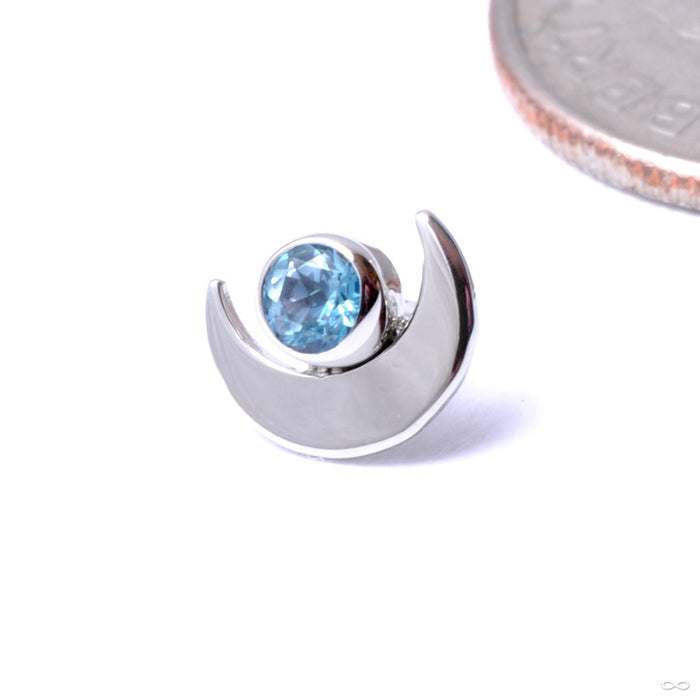Moon with Gemstone Press-fit End in Gold from Anatometal with ice blue topaz
