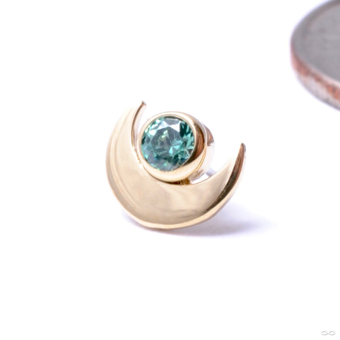 Moon with Gemstone Press-fit End in Gold from Anatometal with pistachio