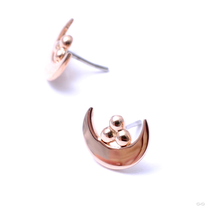 Moon with Tri-Bead Cluster Press-fit End in Gold from Anatometal in rose gold