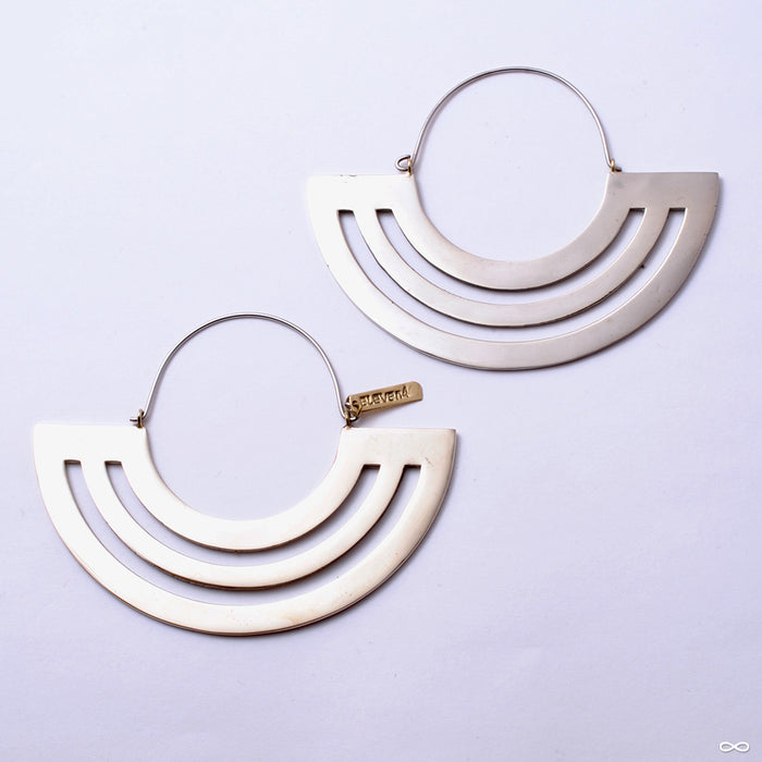 Parallel Lines Hoop Earrings from Eleven44 in white brass