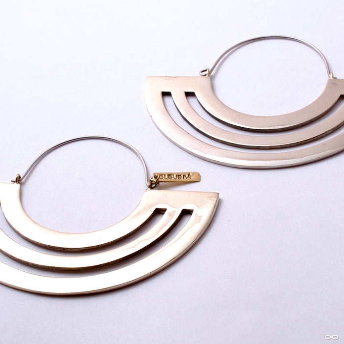 Parallel Lines Hoop Earrings from Eleven44 in white brass