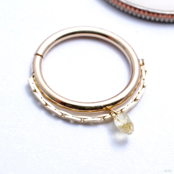 Petite Briolette Seam Ring in Gold from Pupil Hall with white topaz