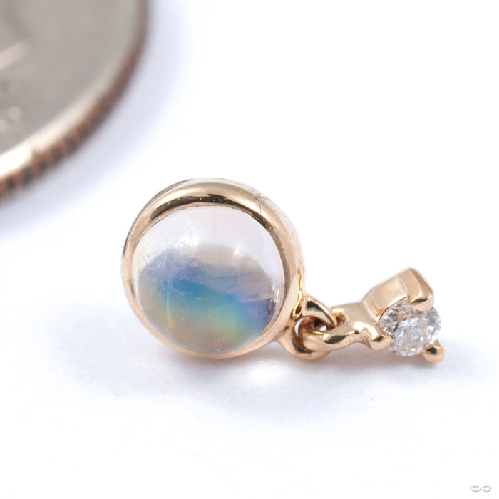 Poppy Press-fit End in Gold from Modern Mood in yellow gold with moonstone and diamond