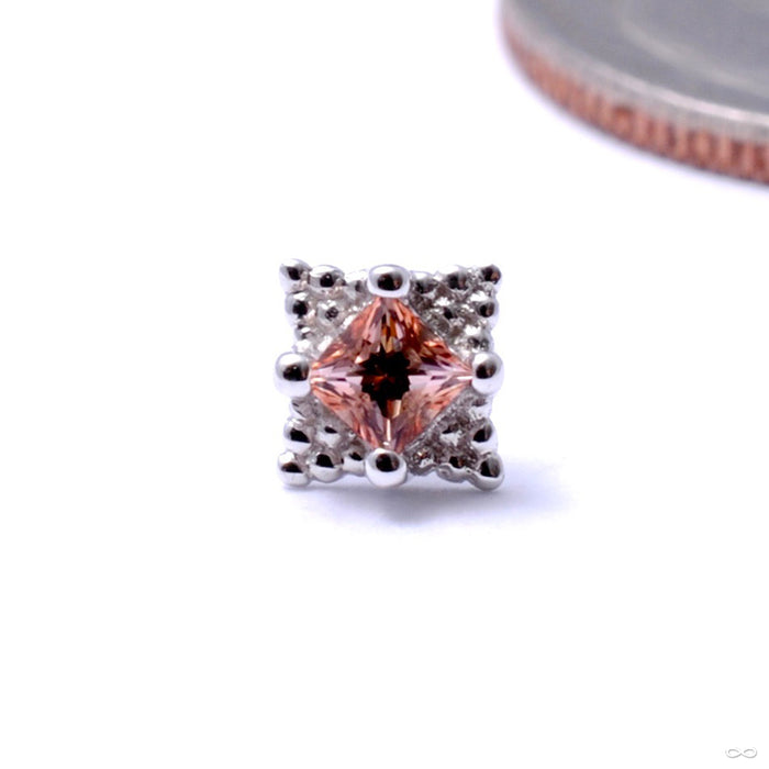 Princess Mini Kandy Press-fit End in Gold from BVLA with peach topaz