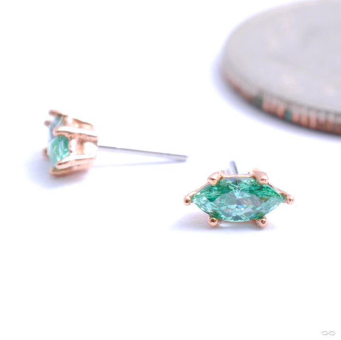 Prong-set Marquise Press-fit End in Gold from Anatometal with pistachio