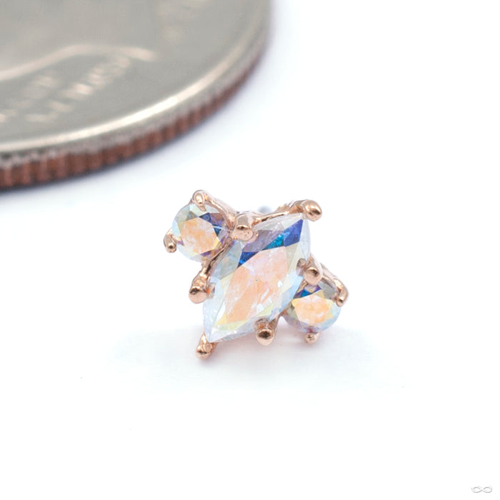 Prong-set Marquise with Side Accent Press-fit End in Gold from Anatometal with aurora borealis