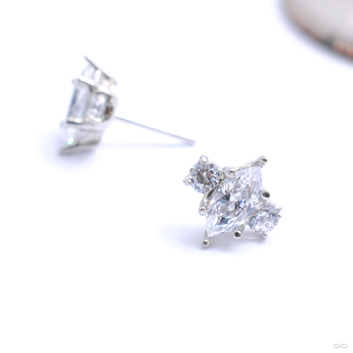 Prong-set Marquise with Side Accent Press-fit End in Gold from Anatometal with clear CZ