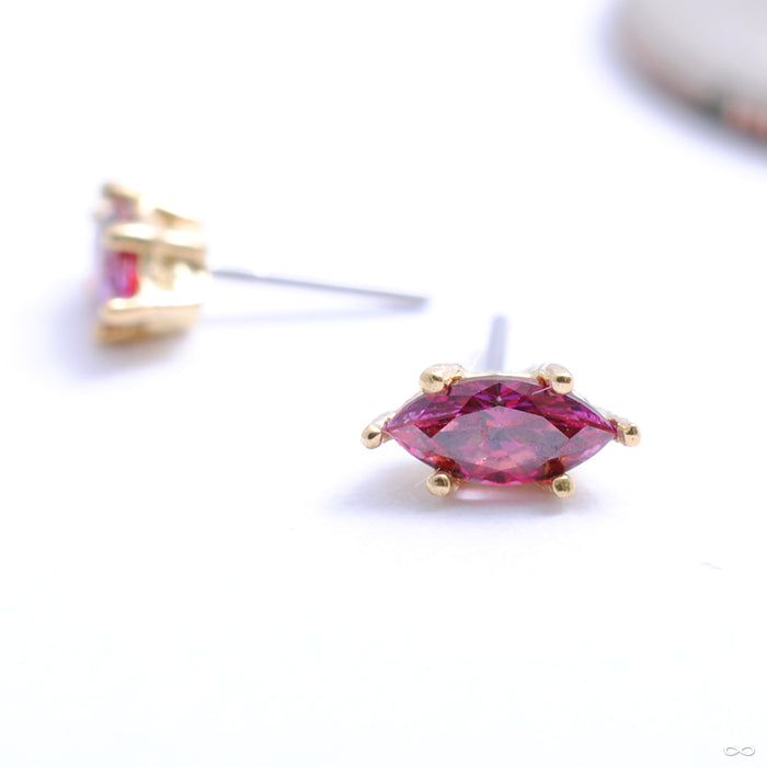 Prong-set Marquise Press-fit End in Gold from Anatometal with red CZ