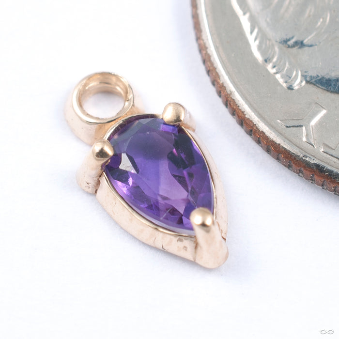Prong-set Pear Charm in Gold from Sacred Symbols with amethyst