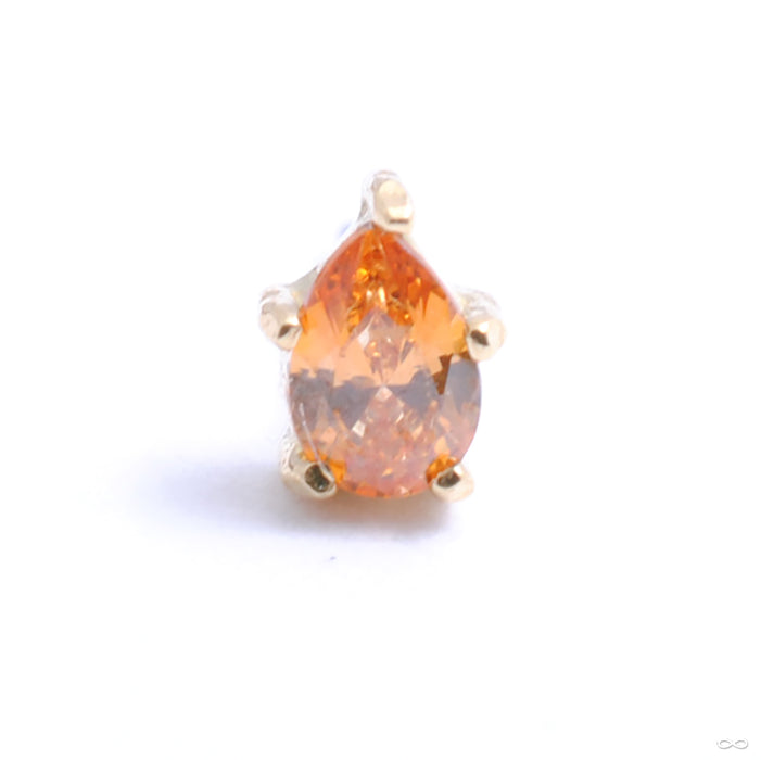 Prong-set Pear Press-fit End in Gold from Anatometal with amber yellow