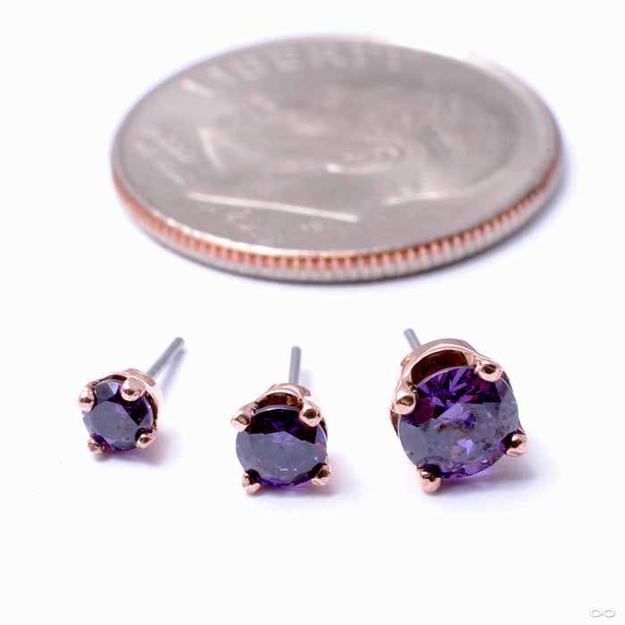 Prong-set Gemstone Press-fit End in Gold from LeRoi with amethyst