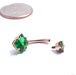 Prong-set Princess-cut Threaded Navel Curve in Gold from LeRoi with green