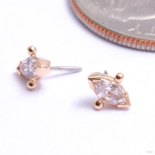 Pylon Press-fit End in Gold from Auris Jewellery in rose gold with clear cz