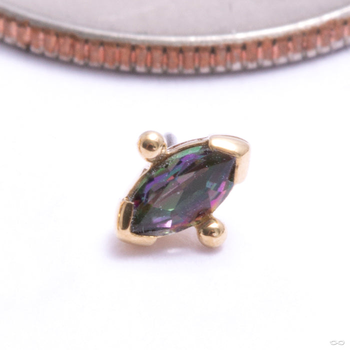Pylon Press-fit End in Gold from Auris Jewellery in yellow gold with mystic topaz
