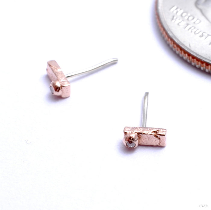 Rectangle With Stone Dottie Press-fit End in Gold from Pupil Hall in rose gold