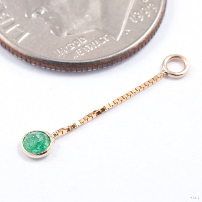 Round Dangle Charm in Gold from Quetzalli in yellow gold with green tourmaline