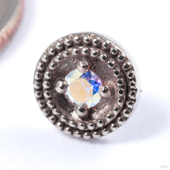 Double Millgrain Round Press-fit End in Gold from LeRoi in white gold with aurora borealis