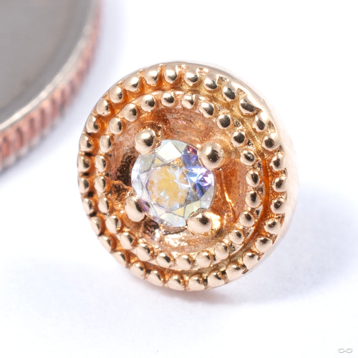 Double Millgrain Round Press-fit End in Gold from LeRoi in yellow gold with aurora borealis