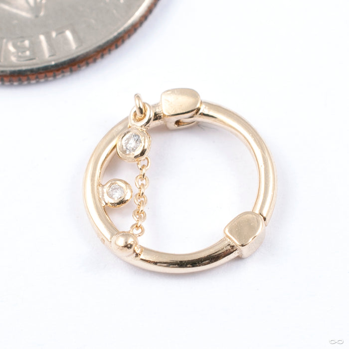 Runaway Dangle Clicker in Gold from Pupil Hall in yellow gold with diamonds right orientation