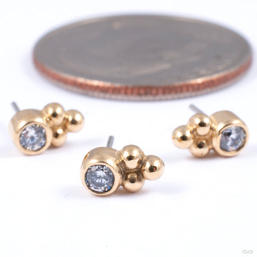 Sabrina with One Cluster Press-fit End in Gold from Anatometal in a group of yellow gold with cz