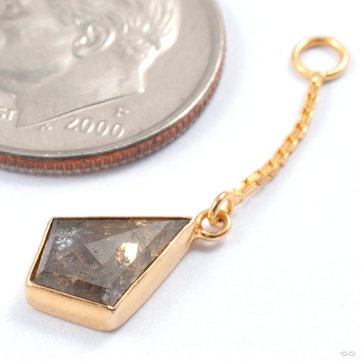 Salt and Pepper Kite Diamond Charm in Gold from Diablo Organics in yellow gold