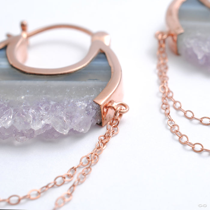 Small Moonstruck Earrings in Rose Gold with Striped Fluorite from Buddha Jewelry
