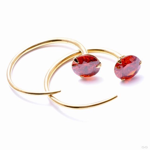 Small Tsabit Hoops with Round CZ from Diablo Organics with red CZ