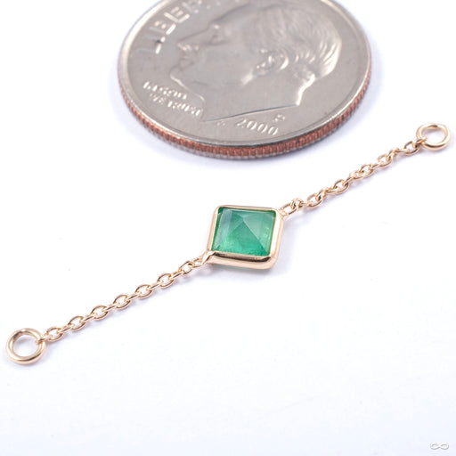 Square Stone Chain in Gold from Diablo Organics in yellow gold with emerald