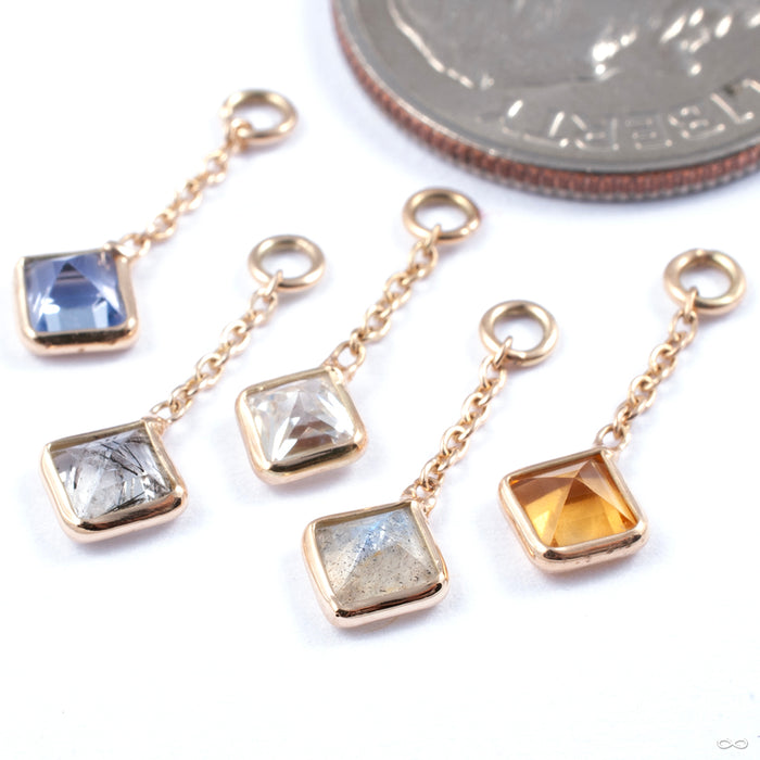 Square Stone Charm in Gold from Diablo Organics in various materials