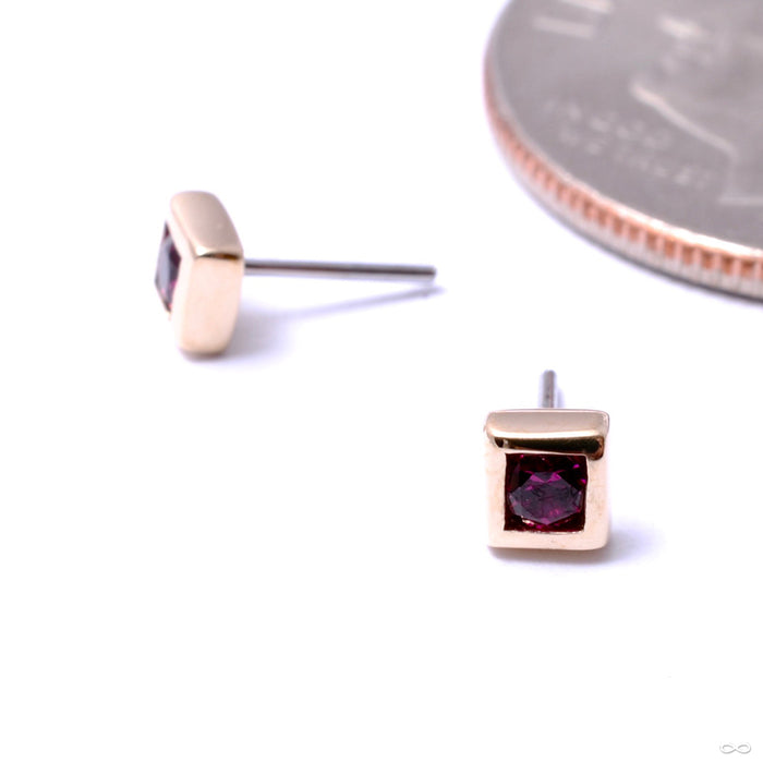 Square Stone Press-fit End in Gold from LeRoi with garnet