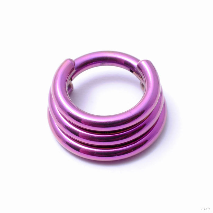Stacked Clicker in Titanium from Zadamer Jewelry Triple Stacked anodized pink