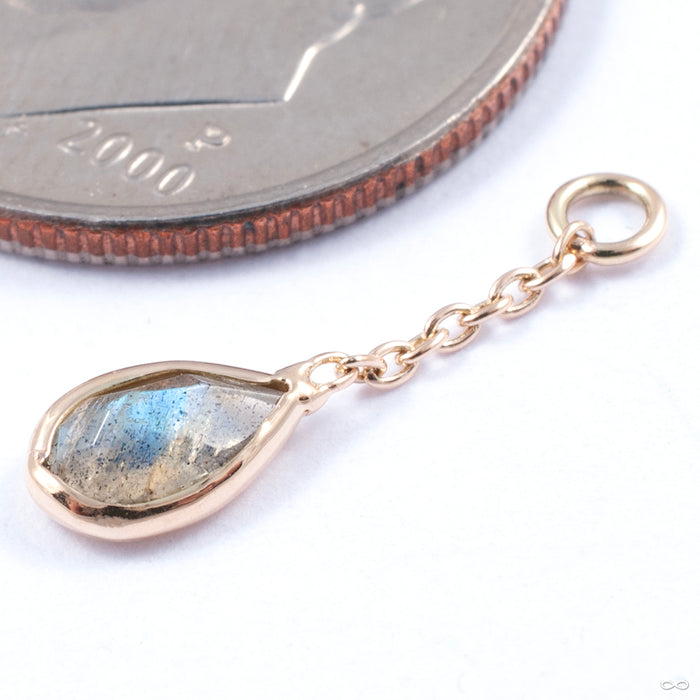 Teardrop Charm in Gold from Diablo Organics in yellow gold with labradorite