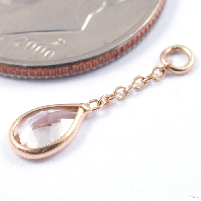 Teardrop Charm in Gold from Diablo Organics in yellow gold with morganite