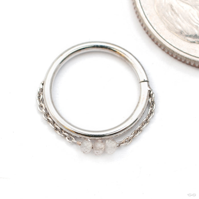 Stone x3 Chained Seam Ring in Gold from Pupil Hall in white gold