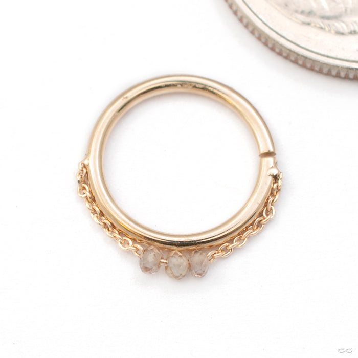 Stone x3 Chained Seam Ring in Gold from Pupil Hall in yellow gold