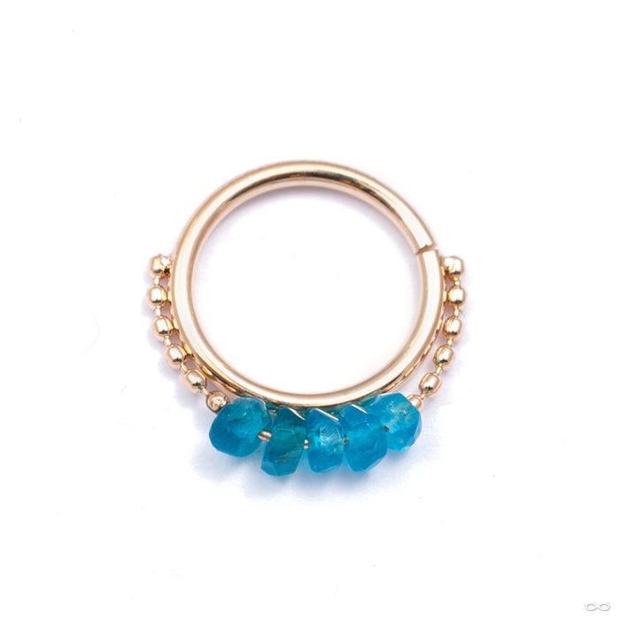Stone x5 Chained Seam Ring in Gold from Pupil Hall with genuine apatite