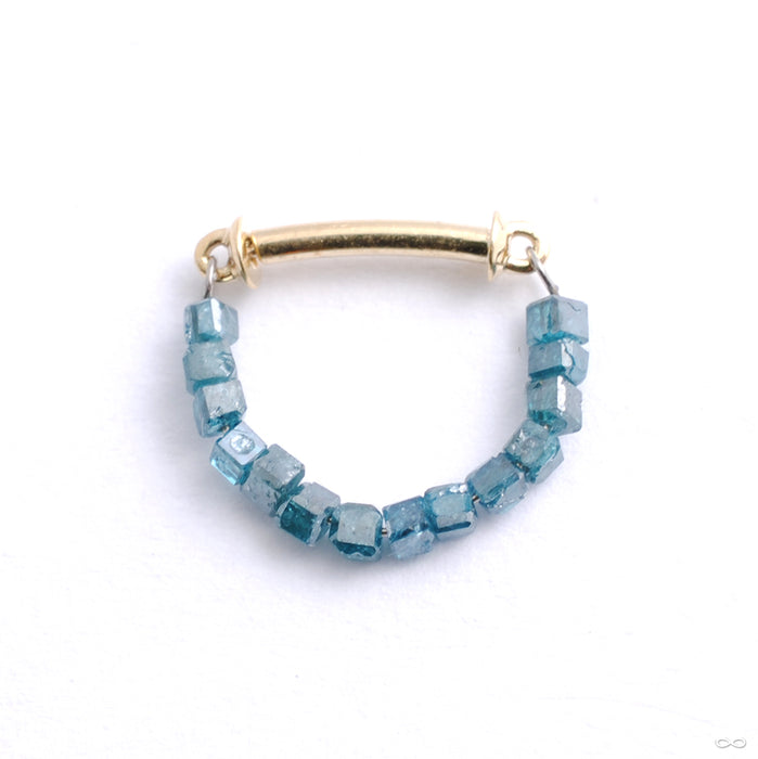 String ‘Em Along Press-fit Ring in Gold from Pupil Hall with teal diamonds