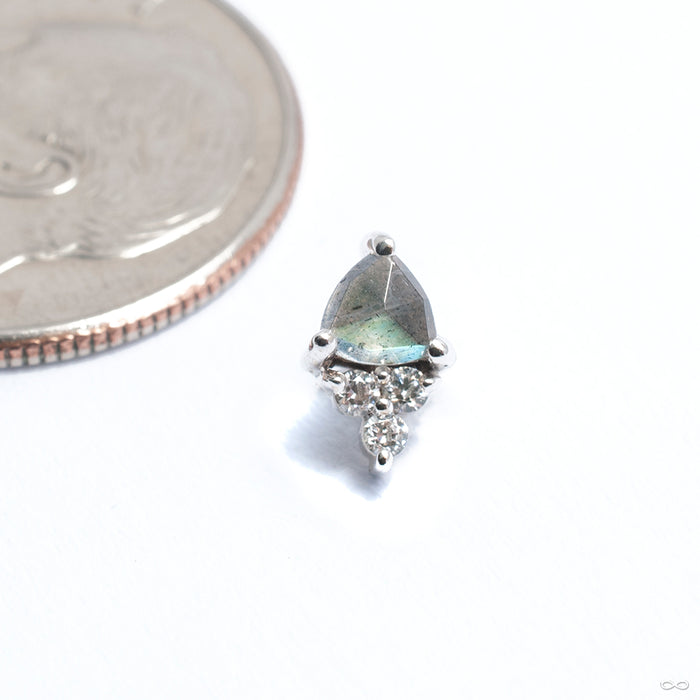 Tau Threaded End in Gold from BVLA with labradorite & clear CZ in white gold
