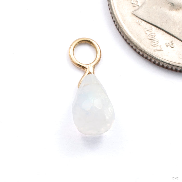 Briolette Charm in Gold from Diablo Organics with moonstone