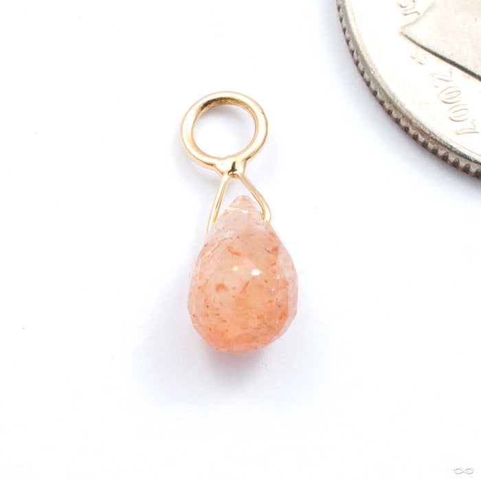 Briolette Charm in Gold from Diablo Organics with sunstone