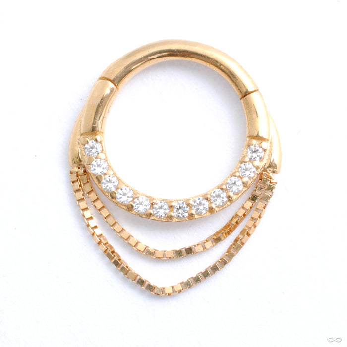 Tempeste Clicker in Gold from Buddha Jewelry in yellow gold with clear cz