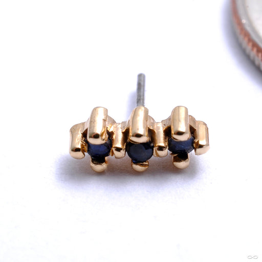 Three Line Press-fit End in Gold from Quetzalli with black spinel