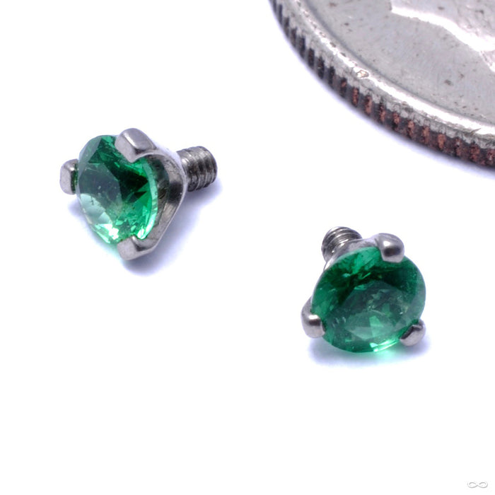 Three Prong-set Gem Threaded End in Titanium from Industrial Strength with emerald